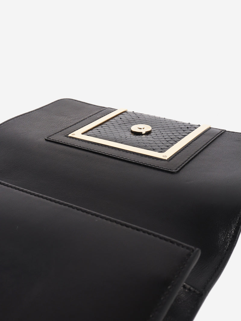 Black leather clutch