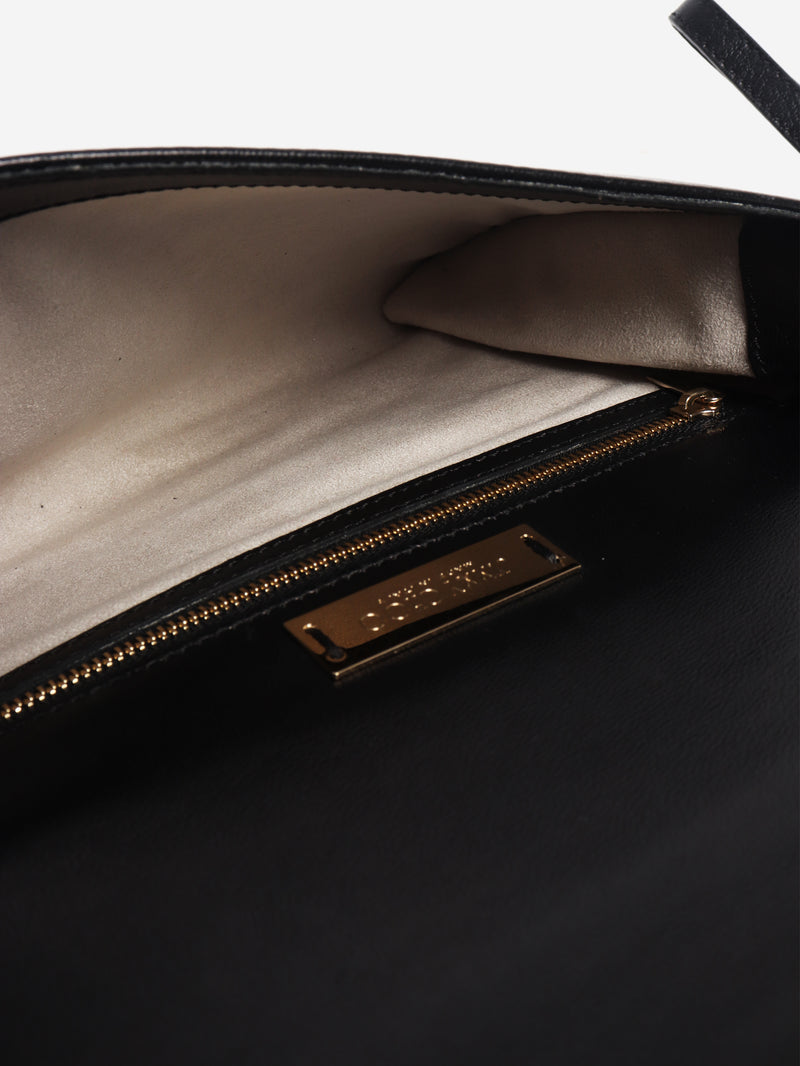 Black leather clutch