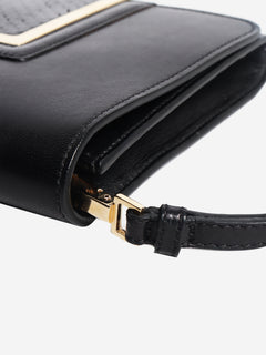 Black leather clutch