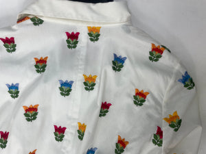 Carolina Herrera White floral embroidered midi shirt dress - size UK 6