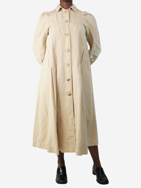 Neutral linen-blend shirt dress - size UK 10 product image