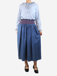 Miu Miu Blue denim midi skirt - size UK 8
