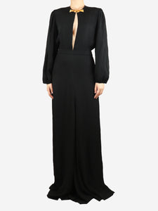 Chloe Black bejewelled V-neckline maxi dress - size UK 10