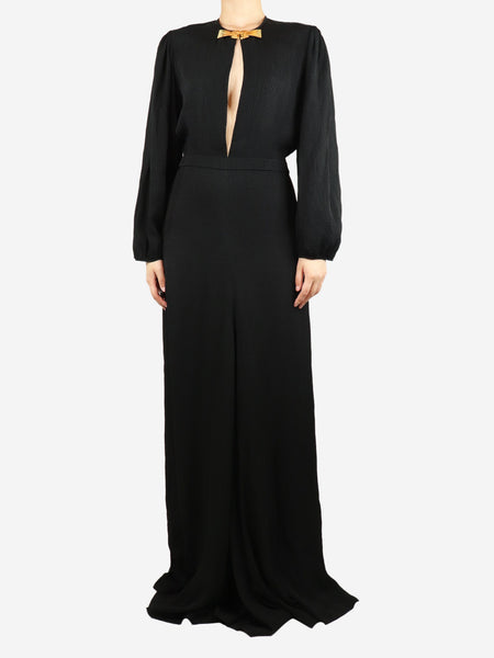 Black bejewelled V-neckline maxi dress - size UK 10 product image