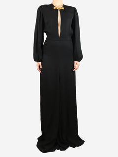 Black bejewelled V-neckline maxi dress - size UK 10 Dresses Chloe 