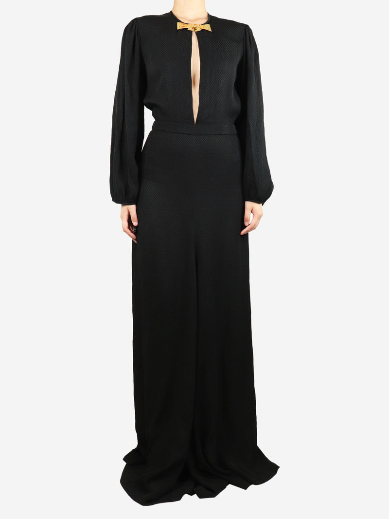 Black bejewelled V-neckline maxi dress - size UK 10 Dresses Chloe 
