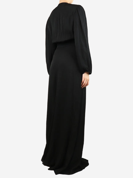 Black bejewelled V-neckline maxi dress - size UK 10 alternate image
