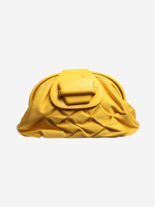 Smythson Yellow gathered clutch bag