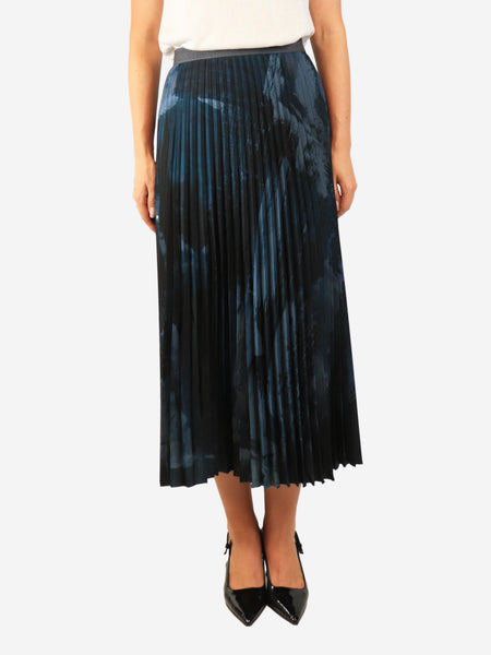 Navy pleated midi skirt - size UK 12 product image