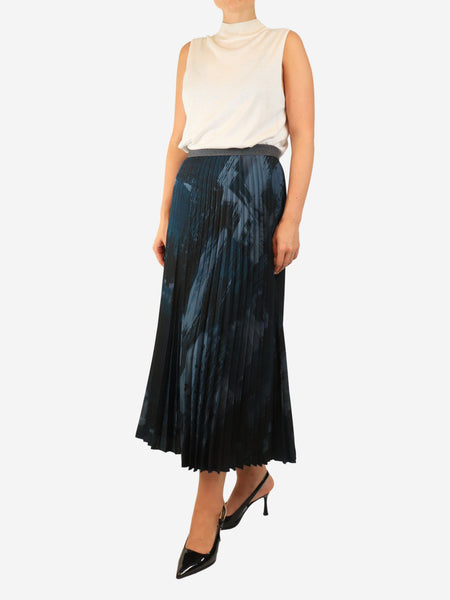 Navy pleated midi skirt - size UK 12 alternate image