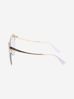 Gold and purple cat-eye sunglasses