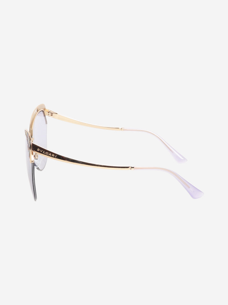 Gold and purple cat-eye sunglasses
