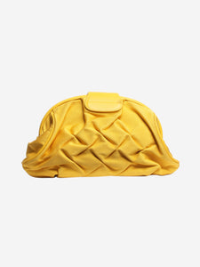 Smythson Yellow gathered clutch bag