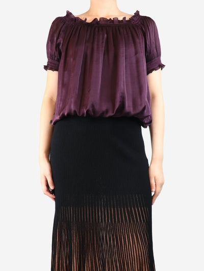 Purple satin puff-sleeved top - size UK 10 Tops Diane Von Furstenberg 
