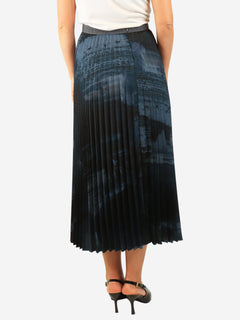 Navy pleated midi skirt - size UK 12