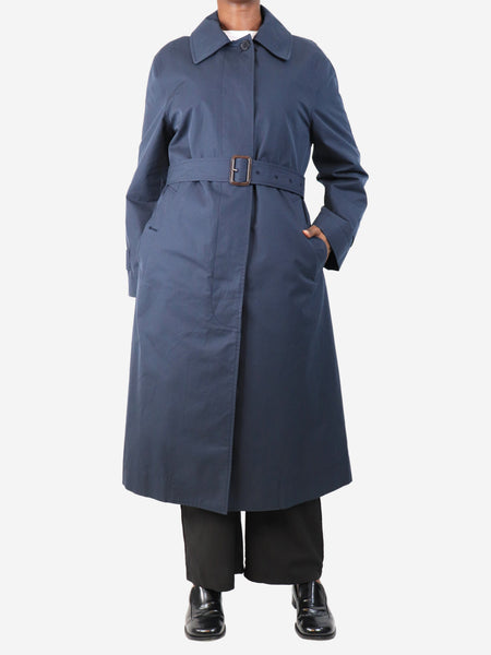 Navy proofed cotton twill coat - size UK 12 product image
