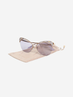 Gold and purple cat-eye sunglasses