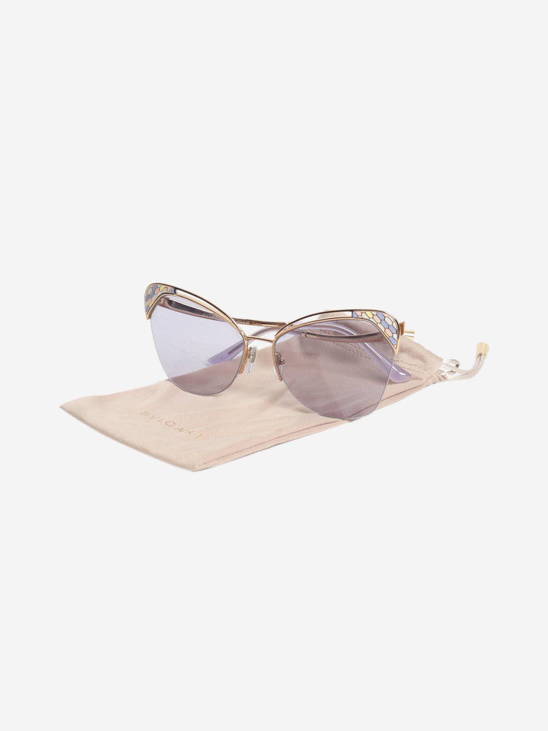 Gold and purple cat-eye sunglasses