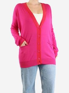 Stella McCartney Fuchsia wool pocket cardigan - size UK 14