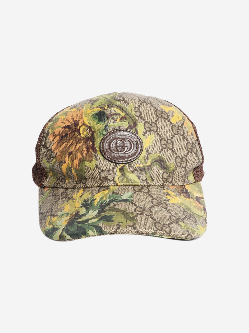 Brown GG floral cap - size M
