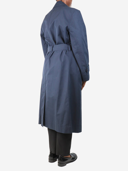 Navy proofed cotton twill coat - size UK 12 alternate image