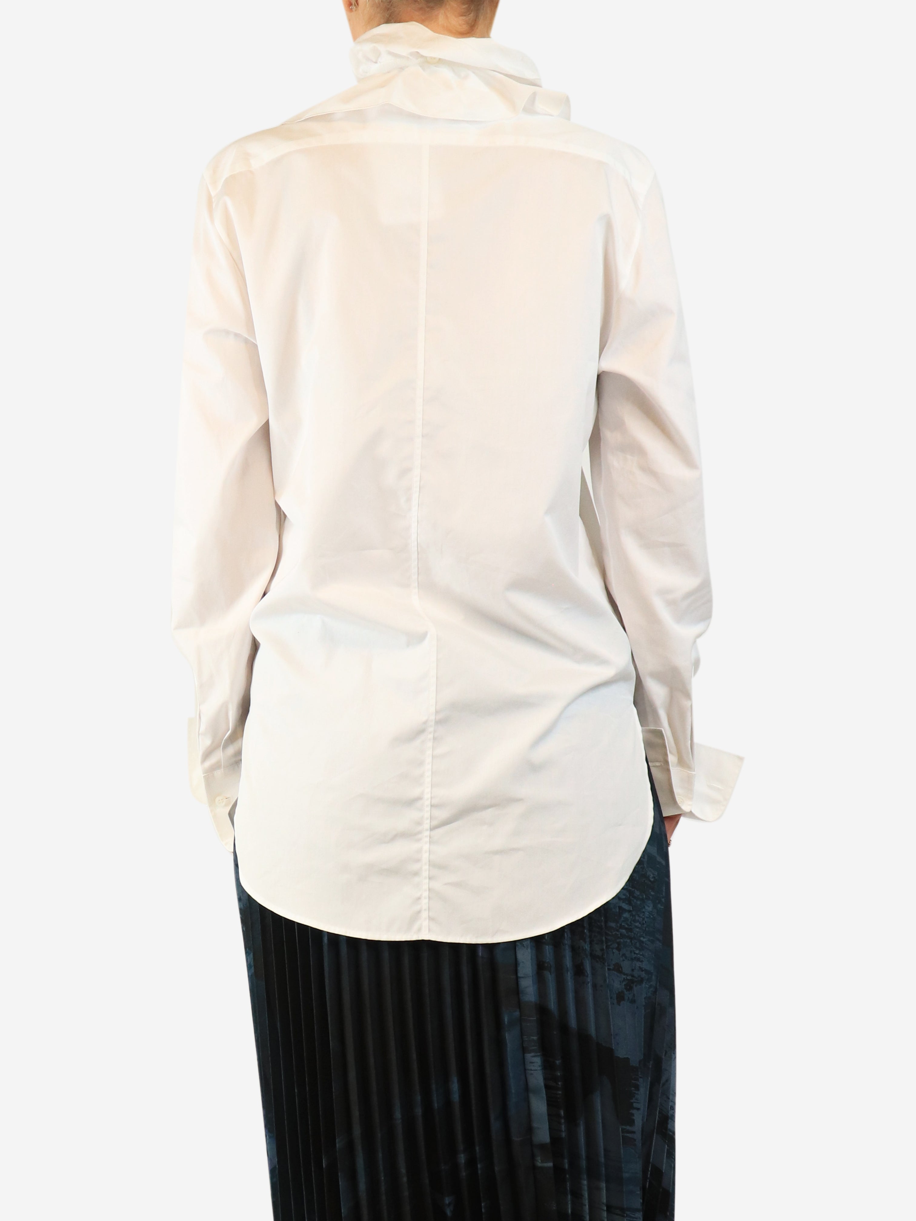 White cotton frill shirt - size UK 10