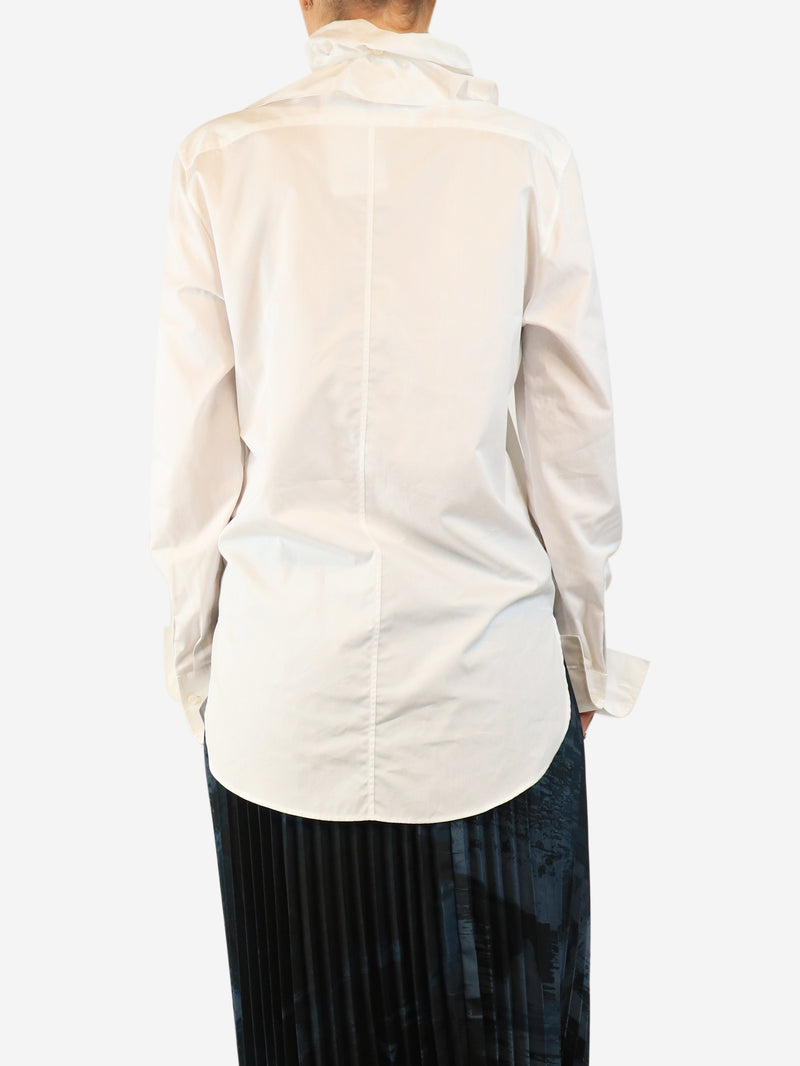 White cotton frill shirt - size UK 10