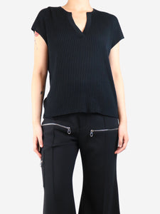 Kujten Black ribbed knit top - size M