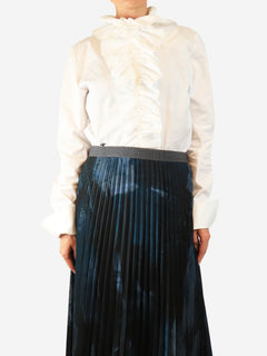 White cotton frill shirt - size UK 10