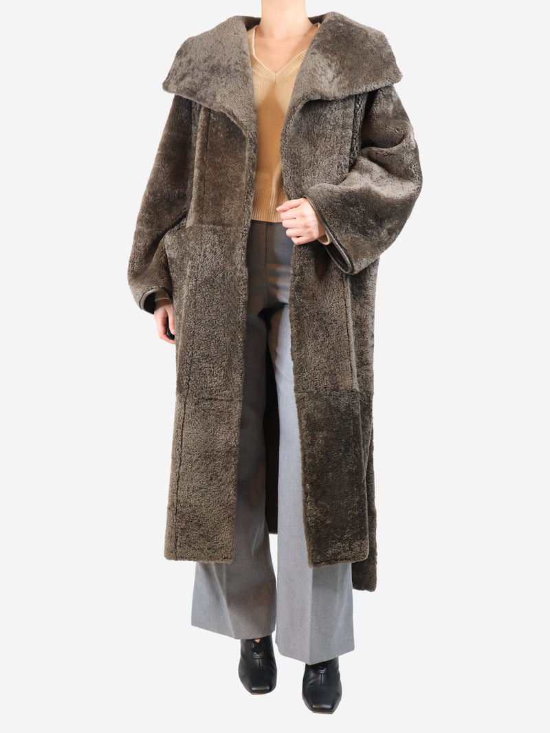 Khaki belted teddy shearling coat - size UK 6 Coats & Jackets Toteme 