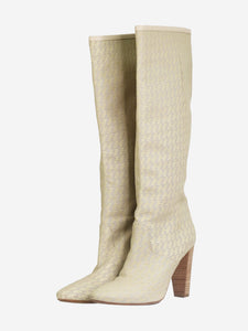 Hermes Beige H pattern knee high boots - size EU 36.5
