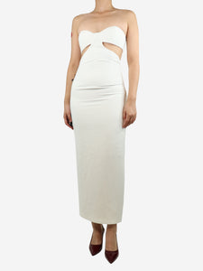 New Arrivals White strapless cutout midi dress - size UK 8