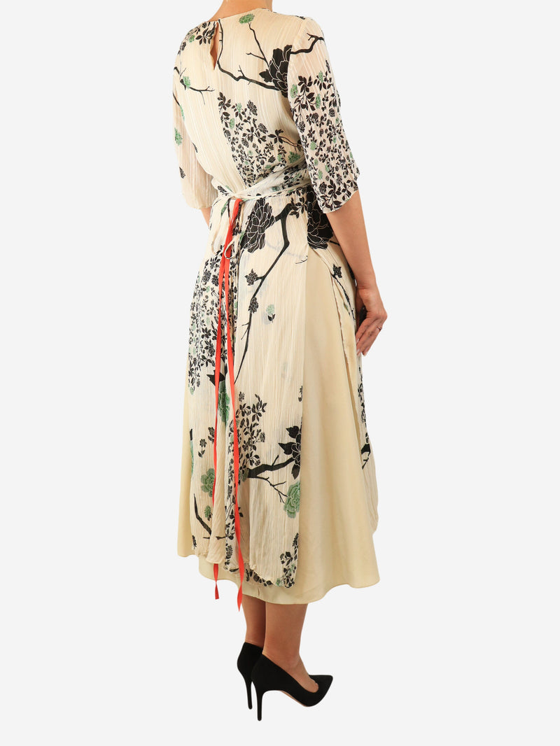 Beige floral midi dress - size UK 12 Dresses Victoria Beckham 