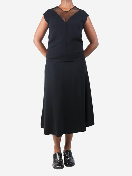 Black panelled midi skirt - size UK 10 alternate image