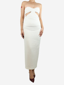 New Arrivals White strapless cutout midi dress - size UK 8