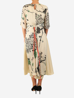 Beige floral midi dress - size UK 12 Dresses Victoria Beckham 