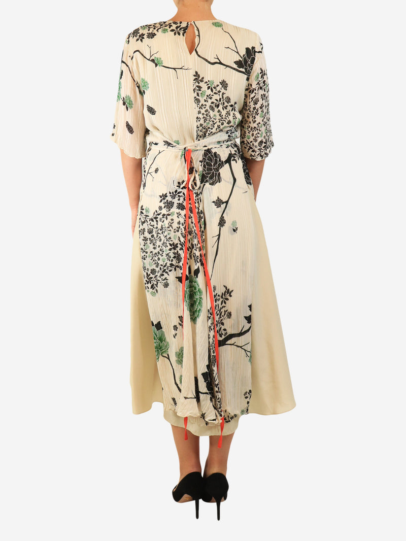 Beige floral midi dress - size UK 12 Dresses Victoria Beckham 