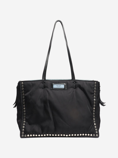 Black nylon studded tote bag Tote Bags Prada 