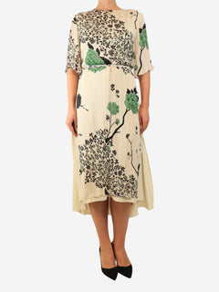 Beige floral midi dress - size UK 12 Dresses Victoria Beckham 