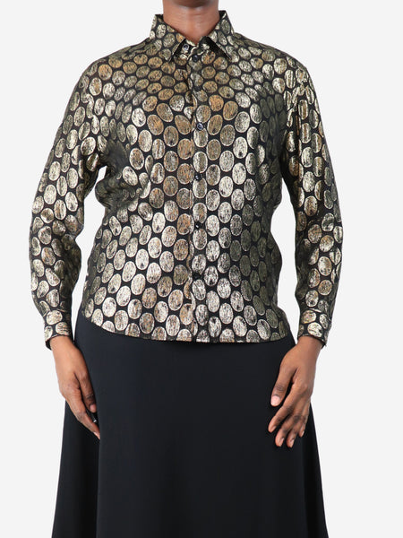 Black and gold lurex oval shirt - size UK 10 product image