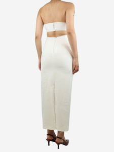 New Arrivals White strapless cutout midi dress - size UK 8