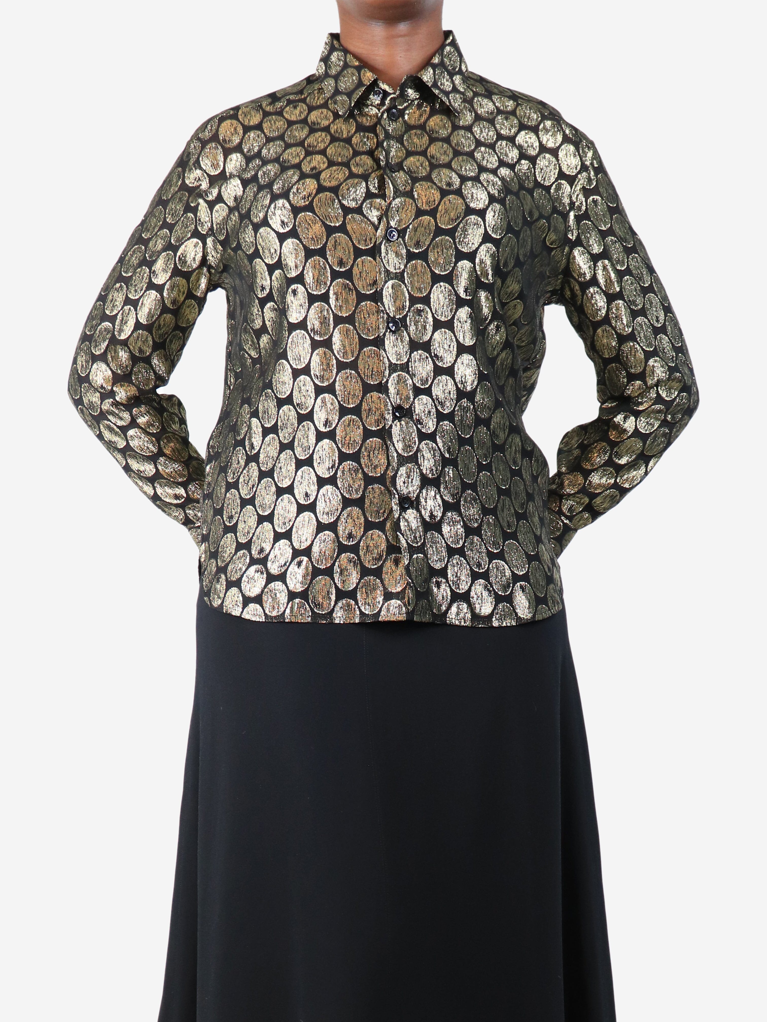 Black and gold lurex oval shirt - size UK 10 Tops Saint Laurent 