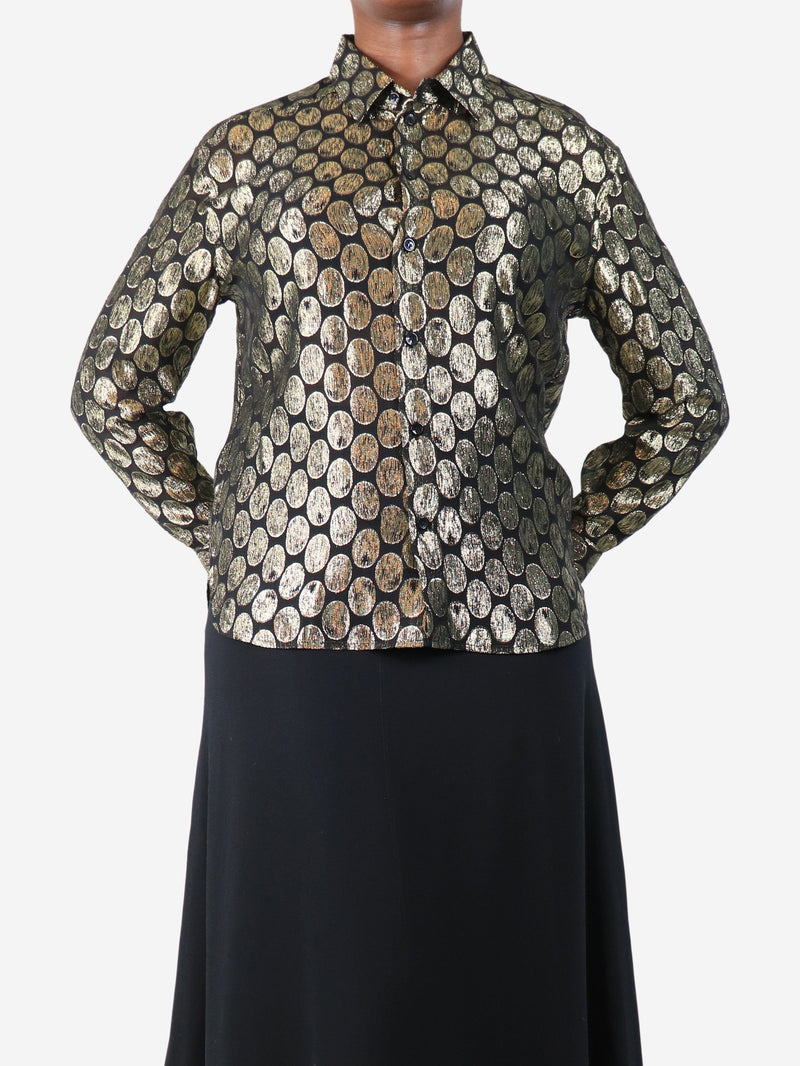 Black and gold lurex oval shirt - size UK 10 Tops Saint Laurent 