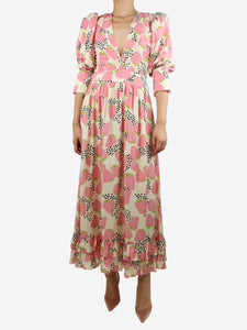 Adriana Degreas Pink strawberry printed maxi dress - size S