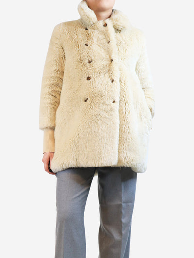 Cream Colette faux fur coat - size M Coats & Jackets Charles Anastase 