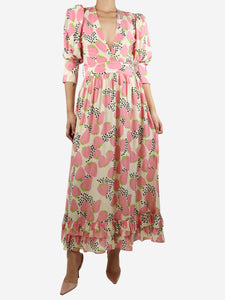 Adriana Degreas Pink strawberry printed maxi dress - size S