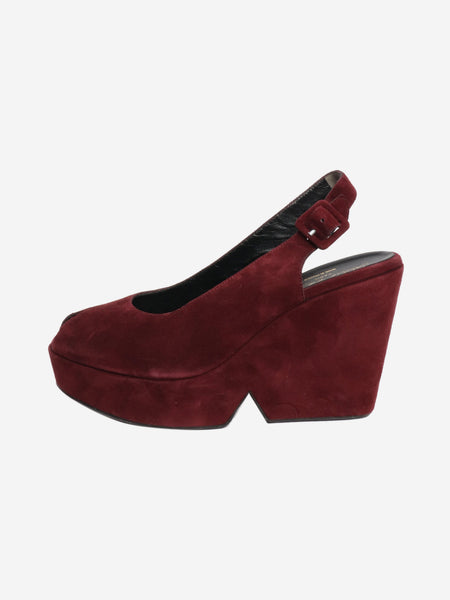 Burgundy wedge sandal heels - size EU 40.5 (UK 7.5) product image