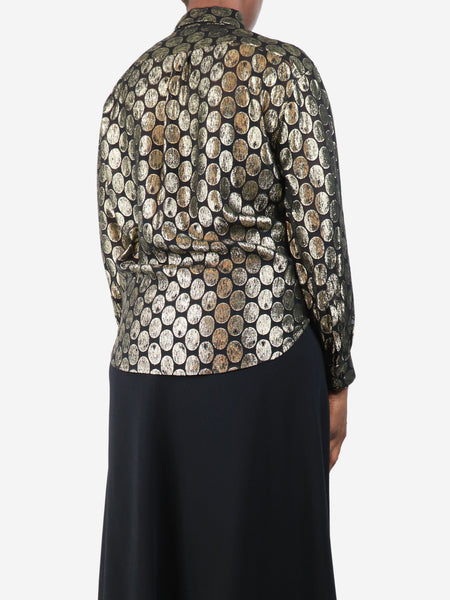 Black and gold lurex oval shirt - size UK 10 alternate image
