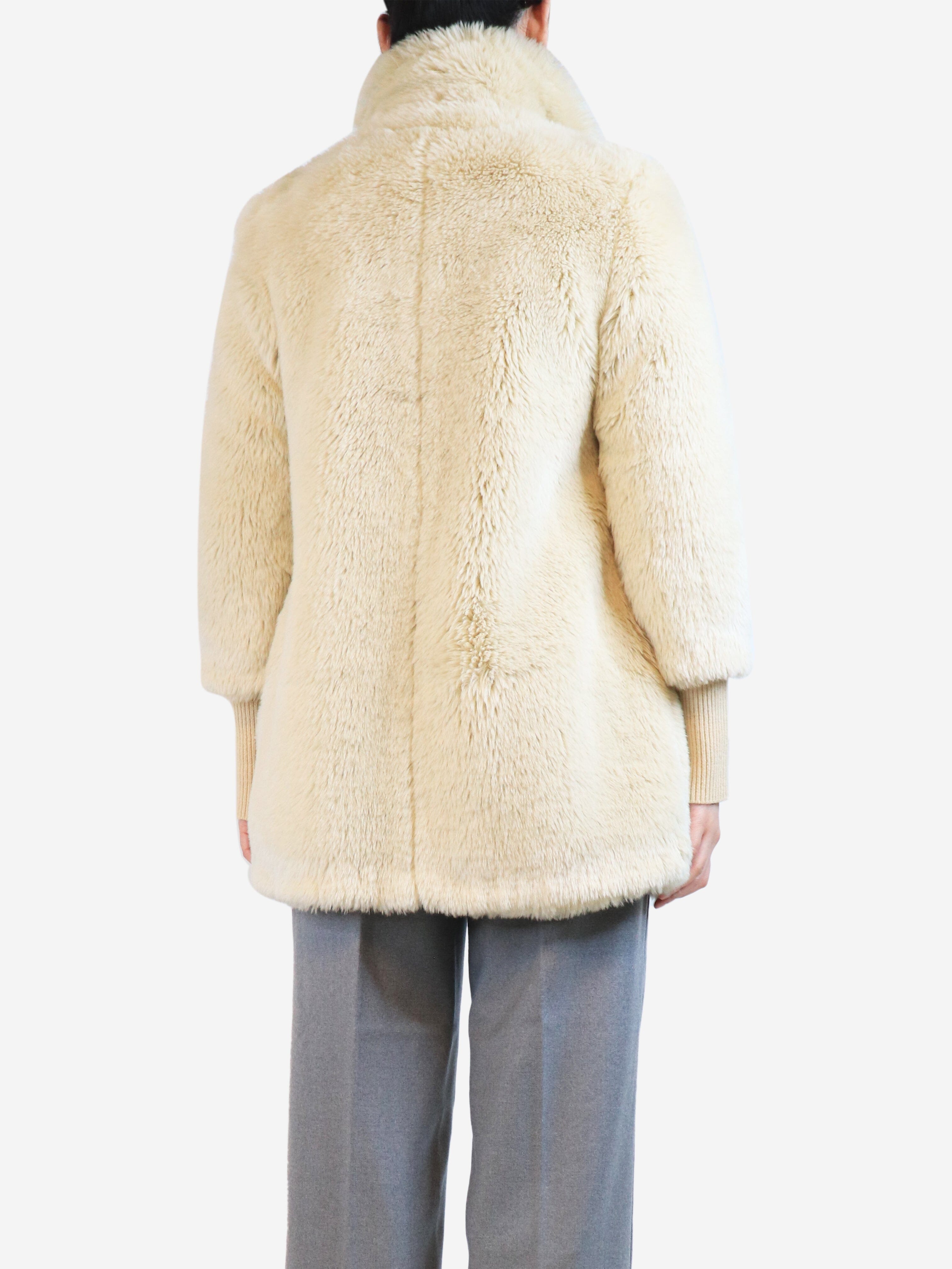 Cream Colette faux fur coat - size M Coats & Jackets Charles Anastase 
