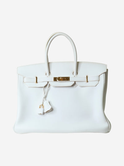 White 2007 Birkin 35 Bag in Clemence leather Top Handle Bags Hermes 